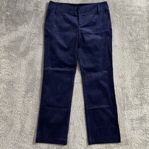 Zara Trousers Womens Size XL Wide Leg Pants Blue Ribbed Comfort Business Casual‎